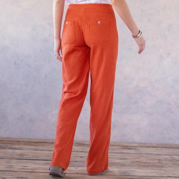 Sundance Gigi Orange Cotton Drawstring Knit Pants - Picture 2 of 10